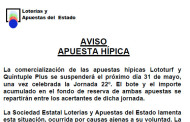 URGENTE: AVISO APUESTA HÍPICA