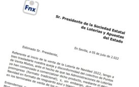 Reclamación sobre el inicio de la venta lotería de navidad por terminal
