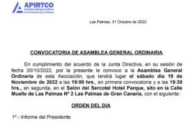 Convocatoria de la asamblea general ordinaria de Las Palmas
