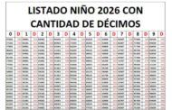 Listado Niño 2026 con cantidad de décimos