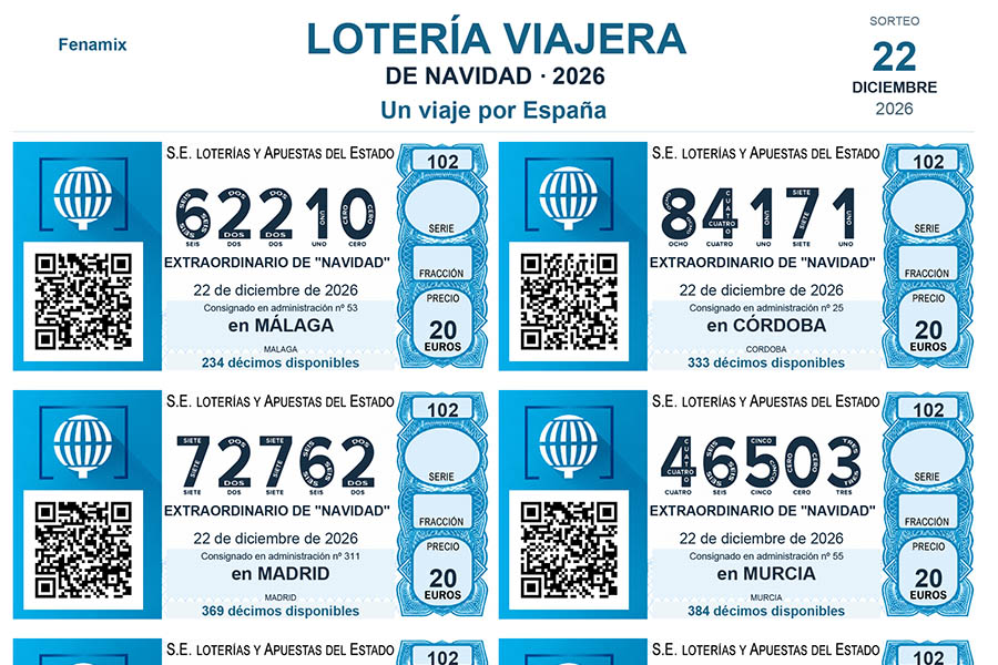 Lotería viajera del sorteo extraordinario de Navidad