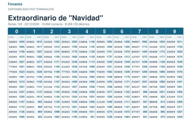 Nueva actualización de número de la lotería de Navidad 2026