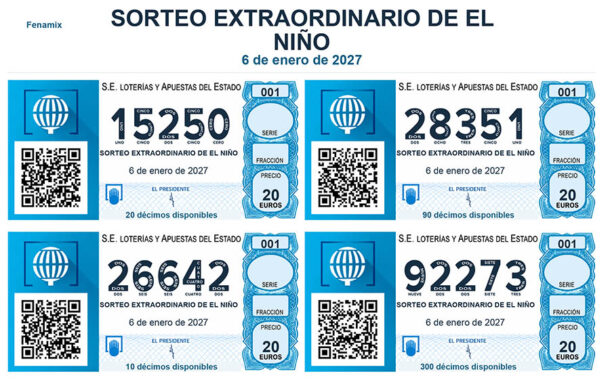 Listados de la lotería del Niño 2027 - Qr y terminaciones